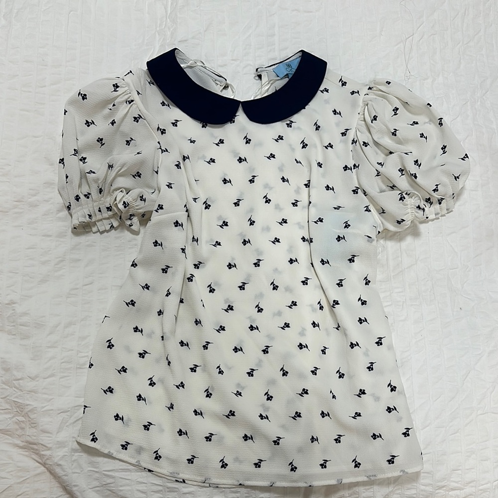 WITH TAGS White and Black Collared Shirt CECE blouse